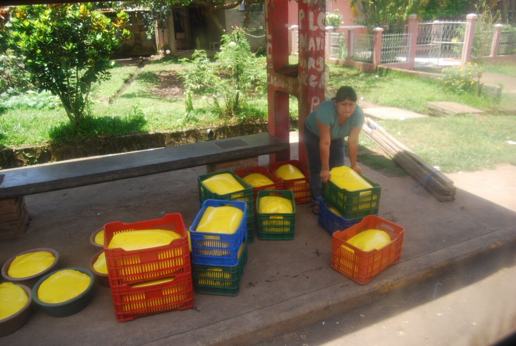 This was on the road to Rama. These cheeses were loaded onto the bus and brought a few stops before unloading.